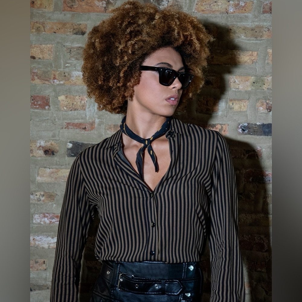 Straight To Hell Apparel Size XS Black & Brown Button Up Top